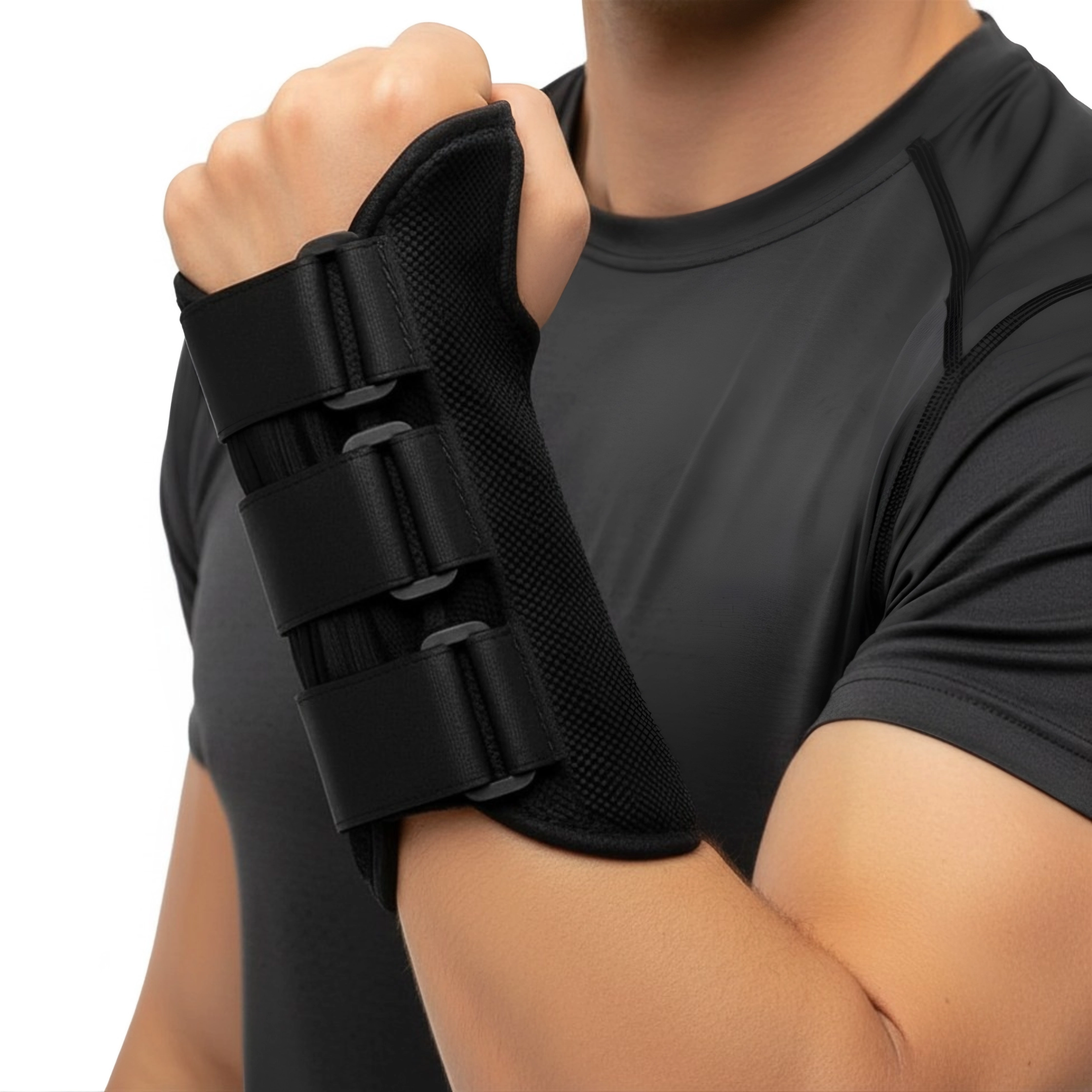 wrist brace splint for wrist pain worn on a mans hand. main product image