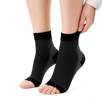 women wearing socks and adjusting them.