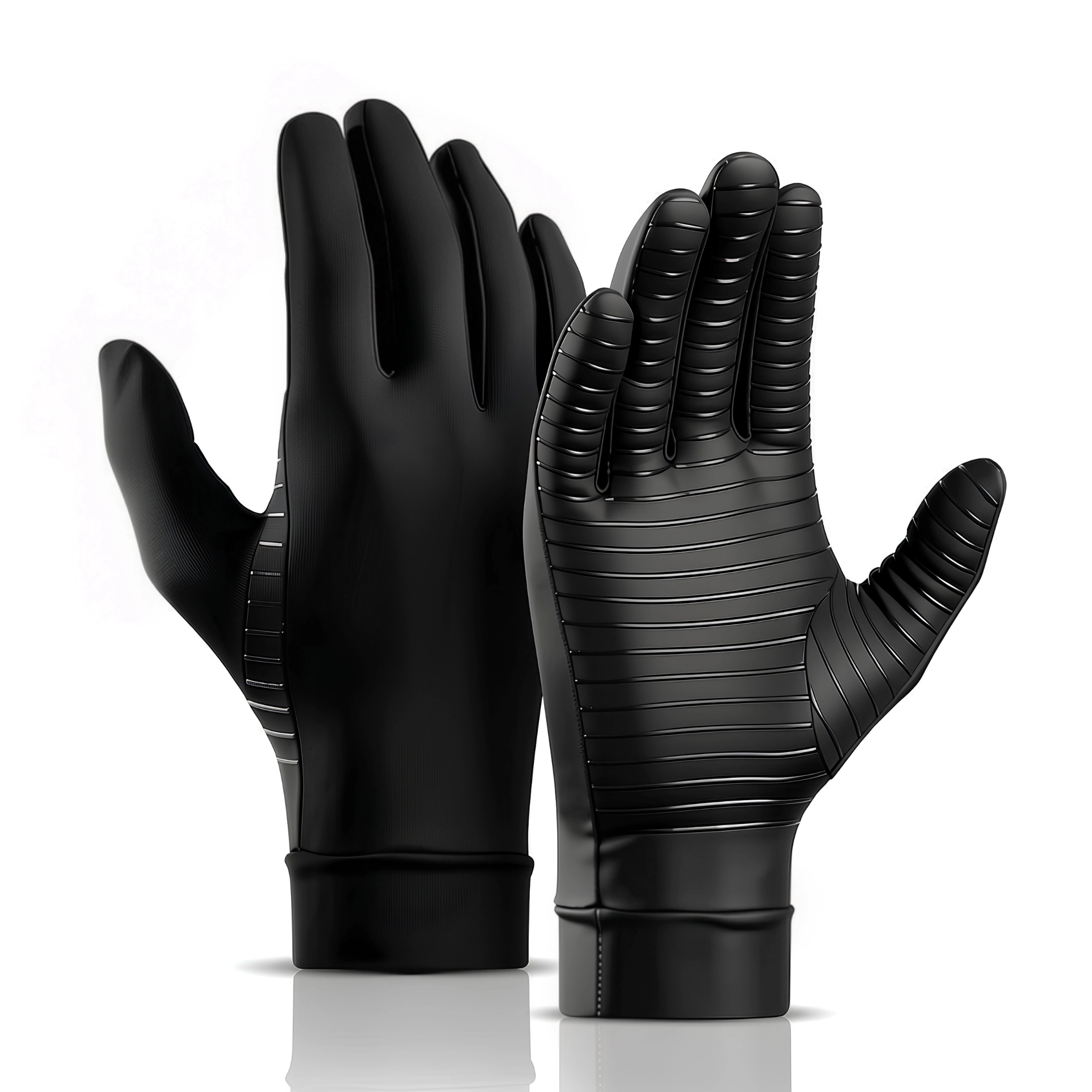 Raynaud's gloves full length black on white background for men and women