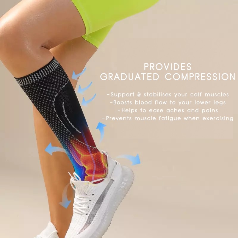 Wide Calf Support Compression Sleeve Socks Strains Shin Splints Varicose  Veins