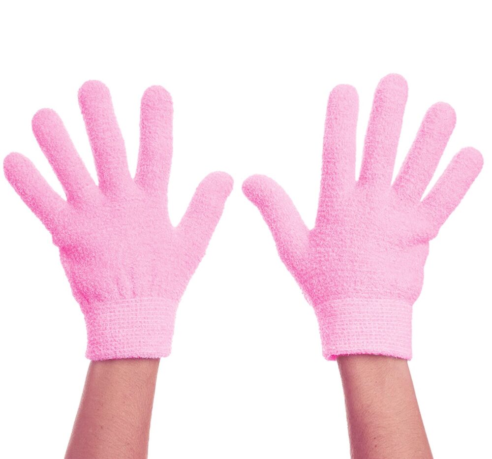 Spa gloves with silicone gel inner lining to help cool, soothe and restore your hands