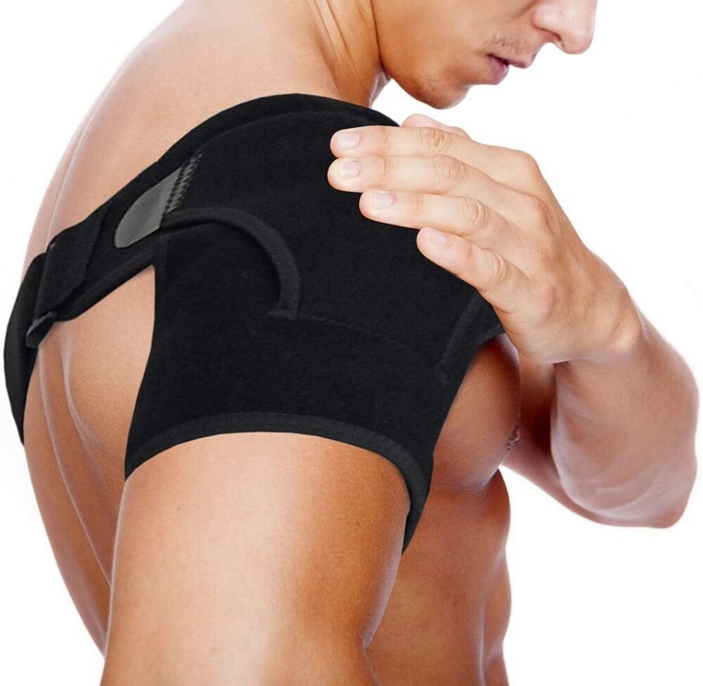 Shoulder support brace for easing and treating shoulder injuries and pain