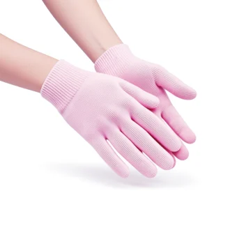 product image of the spa gloves being worn on hands