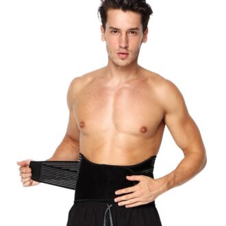 The main product image of our Lower Back Pain compression belt with featuring a man wearing the belt Compression Belt