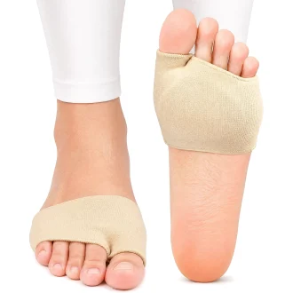 main product image showing women's feet wearing the Morton's neuroma pads