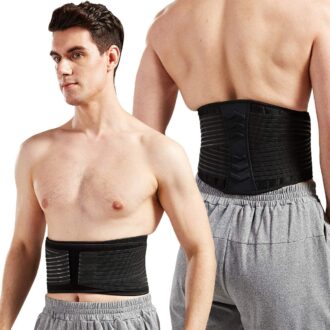 Man wearing Lower Back Lumbar Waist Support Belt For Sciatica, Herniated Disc, Scoliosis & Lower Back Pain Relief