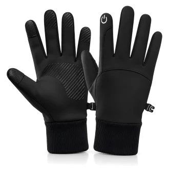 Main prodcut image showing the black Thermal running gloves for men and women on white background side by side