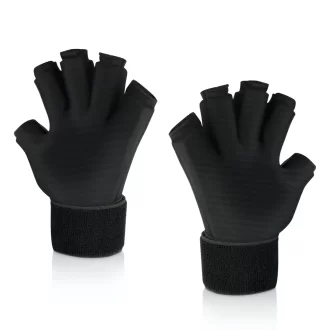 A pair of Raynaud's disease gloves that provide soothing heat therapy and compression to your hands and fingers