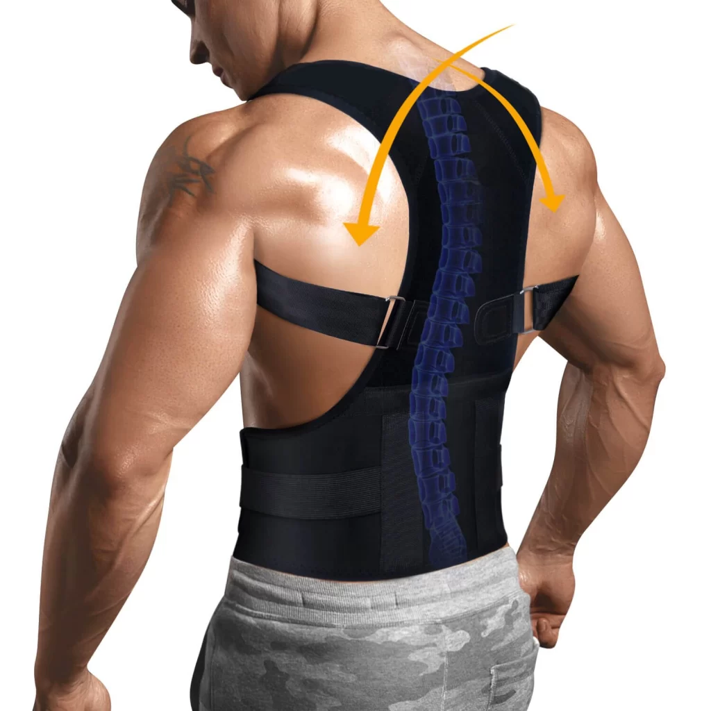 Man wearing our magnetic back brace to improve his posture 